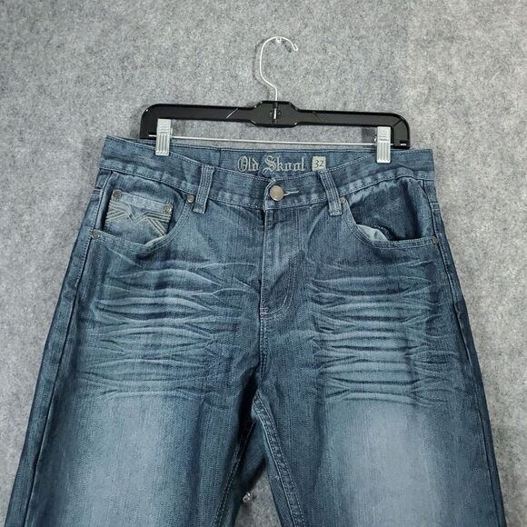 Old Skool Jeans 32 Men's Baggy Y2K Hip Hop Metallic Denim Streetwear‎ Straight - Picture 2 of 16
